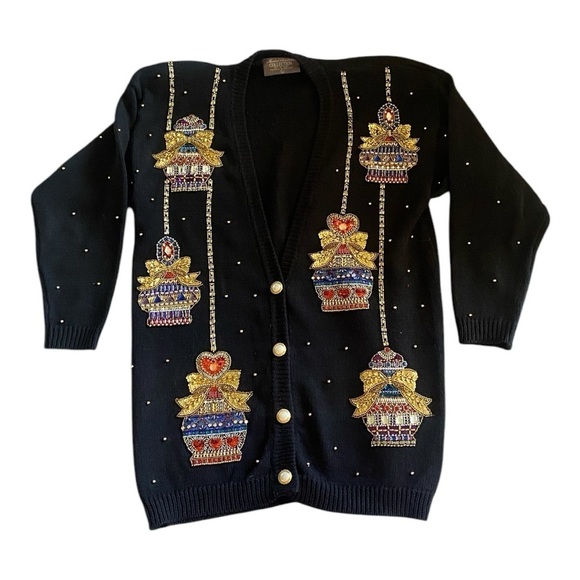 Vintage Marisa Christina Collection Sequin Sweater Cardigan Chic Festive - Picture 14 of 14